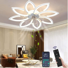 Wildcat Ceiling Fan with Lighting Modern Quiet LED with Remote Control Timer Flower Shape Design Fan Ceiling Light for Bedroom (90, watts)