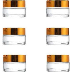 6 Pieces 5g Transparent Glass Cream Jars with Inner Lining and Gold Screw Lid Refillable Empty Cosmetic Containers Eyeshadow Packaging Storage Container Face Body Cream