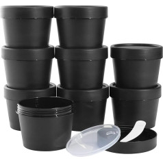 LONGWAY Empty Leak Proof Cosmetic Pots Wide Mouth Plastic DIY Slime Making or Travel Storage (9 Pieces, Black), black