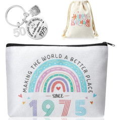 saerryor Makeup Bag, Gifts for Women, 50th Birthday Gift, Rainbow Makeup Bag, Small Travel Gifts, Retirement Gifts, Christmas, Inspirational Keychain,, White