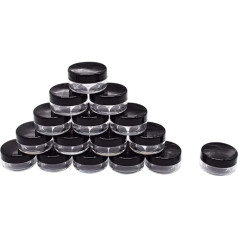 Healthcom 10 g jar, 10 ml jar, cosmetic sample storage containers, plastic empty black lid for make-up eye shadow creams, lip balm lotions, 50 pieces by Healthcom