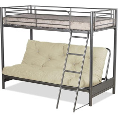 Humza Amani Futon Bunk Bed (With Futon Mattress) in Metal Silver Finish Cream