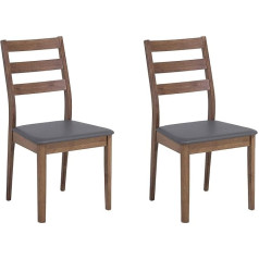 Beliani Modesto Retro Dining Chairs Set of 2 Rubberwood Dark Brown Faux Leather Grey