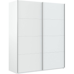 Dmora - Ponce Wardrobe with 2 Doors, Bedroom Wardrobe with Clothes Rail and 2 Shelves, 150 x 60 x 200 cm, Glossy White