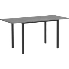 Homcom Dining Table, Expandable Kitchen Table, Dining Room Table for 6 People, Living Room Table for Dining Room, Kitchen, Steel, Dark Grey, 110-160 x 70 x 76 cm