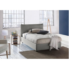 Talamo Italia - Gloria Double Bed with Fabric Cover, 100% Made in Italy, Front Opening, Suitable for Mattresses 120 x 190 cm, Grey
