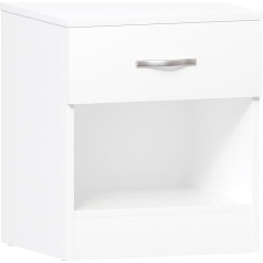 Vida Designs Bedside Table White 1 Drawer with Metal Handles and Rails Unique Drawer Support Anti Bending Bedroom Furniture Riano 47 x 40 x 36 cm