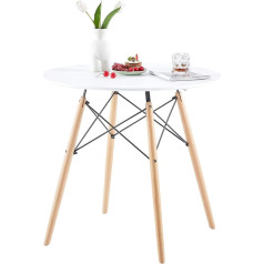 Furnitable Round Scandinavian Dining Table with MDF Table Top, Kitchen Table for Dining Room, Living Room, 80 x 80 x 74 cm, White