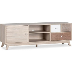 Homn Living Maia TV Cabinet with 1 Door and 3 Drawers, Multi-Colour, 150 cm (Width) 40 cm (Depth), 50 cm (Height)