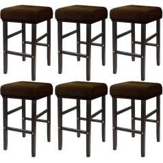 Zrcyxdw Elastic Bar Stool Cover, Rectangular Bar Stool Cover, Soft with Elastic Base, Removable Washable Covers for Bar Stools for Cafe, Kitchen, Deep Coffee, Set of 6