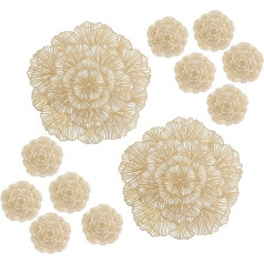 Pretyzoom Pack of 12 Decorative Coasters, Patio Lounger, Tripods, Gift Idea, Protective Mat, Table Decoration, Dining Table, Charging Plates, Round Coffee Table, Stand, Place Bulk, Placemats, PVC,