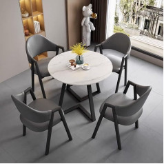 Wazcsd Rundes Esstisch-Set Mit Stühlen, Moderner Konferenztisch Und 4 Stühlen, Empfangstisch Und Stuhlkombination,KüChentisch,Set Aus Holz Für 4 Personen Für Wohnzimmer Und Esszimmer(White+Dark Gray)