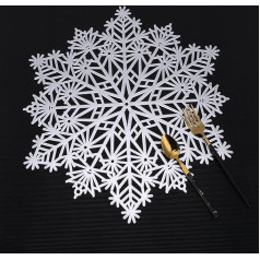 Mesnt Tischset PVC Abwaschbar, 2er-Set Hohle Schneeflockenform, abwischbar, hitzebeständig Platzsets, Küchen-Tischsets für Esstisch, 38x38cm, Silber