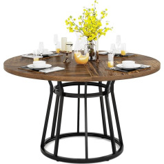 Tribesigns Round Dining Table for 4 People, Circle Dining Table with Metal Base, 120 cm Round Kitchen Table for Living Room Kitchen Dining Room