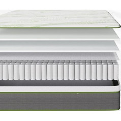 Novilla Mattress 120 x 190 cm Spring Mattress Hardness H3 Rolled Mattress Öko Tex Certified Medium Firm Barrel Pocket Spring Mattress Height 24 cm Point Elastic Breathable Hybrid Mattress