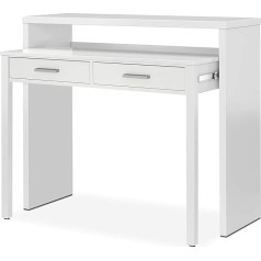 Habitdesign Furniturefactor Tressa Gloss White Dressing Table, Dresser, Computer Desk, 004582bo