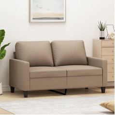 Mengtu 2-Seater Sofa Double Sofa Couch Lounge Sofa Relax Sofa Upholstered Sofa Guest Sofa Loveseat Sofa for Living Room Bedroom Guest Room Cappuccino Brown 120 cm Faux Leather