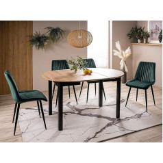 Designimpex Design Dining Table GS-222 Oak Artisan Black Matt Round Extendable