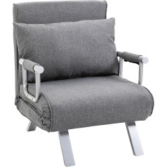 Homcom Sofa Bed with Armrest, 3-in-1 Sleeping Chair, Guest Bed, Folding Mattress, Chaise Longue, Multifunctional, Linen-Like Polyester, Grey, 65 x 69 x 80 cm