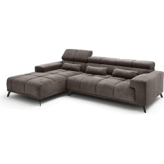 Wohnlandschaft >Starlett< in dunkelgrau, Ottomane Links, elektrische Sitztiefenverstellung, Metallfüße schwarz, Nosagunterfederung, Bonellfederkern, inkl. 3 Zierkissen, 285x79-99x201 cm (BxHxT)
