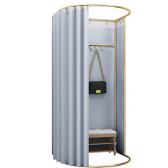 Lanbent Freestanding Changing Room with Shade Curtains, Portable Temporary Simple Changing Room for Clothing Shop, Shopping Mall and Office, Privacy Protection, 200 x 100 x 95 cm (Silver)