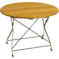 Degamo TÖLZ Garden Table 100 cm Round Folding Flat Steel Green + Robinia Outdoor