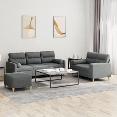 Klyeon 3-TLG. Sofagarnitur mit Kissen Dunkelgrau Stoff,Komfortable Couchgarnitur: Entspannen, Lesen, Fernsehen und mehr im modernen Wohnzimmer Wohnzimmer, Sofas