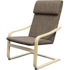 Homcom Relaxing Chair, Dining Room Chair, Relaxing Chair with Pillow, Recliner Chair, Swing Chair with Linen Look for Living Room, 65 x 69 x 98 cm, Brown