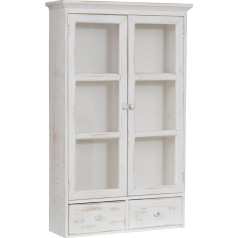Biscottini Hanging Wooden and Glass Bathroom Cabinet L 42.5 x D 19.5 x H 76.5 cm - Wall Display Cabinet for Bathroom and Kitchen - White Display Cabinet for Detergent Space Saving