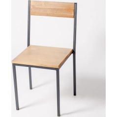 Addecor Dining Room Chair in Brown | Living Room Chair Made of Solid Wood with Iron Frame | 50 x 45 x 97 cm | Texas Model | Industrial Style Kitchen Chair