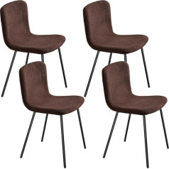 Wafting Dining Room Chairs Set of 4 Teddy Fleece Chairs and Black Painted Metal Legs for Dining Room, Bedroom and Reception Rooms, Brown