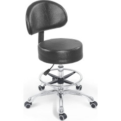 Grace&Grace Rolling Stool with Back Support, Height-Adjustable Stool with Wheels, Swivel Stool - Perfect as an Office Chair, Desk Chair, Gaming Chair, Work Stool, Office Stool