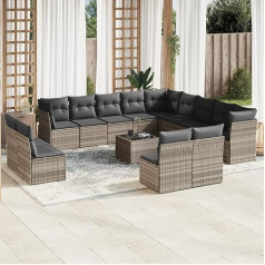 Homgoday Gartensofa-Set 14-teilig mit Kissen aus Polyrattan, Möbel-Set Schlafsofa, Wohnzimmer, Couch, modernes Sofa-Set für den Außenbereich, Gartenmöbel Typ 3218502