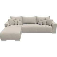 Bromarkt Sydney Collection Corner Sofa with Sleep Function 280 x 184 x 85 cm - Living Landscape L-Shape - Corner Couch with Bed Box - Couch L Shape - Sofa 3-Seater - Beige Inari