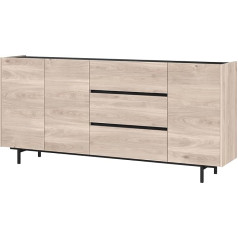 Germania Die Möbelmacher Germania 1136-627 GW-Cantoria Sideboard in Oak / Black, Three Doors and Three Drawers, 190 x 88 x 40 cm (W x H x D)