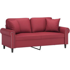 Vidaxl 2-Seater Sofa, Couch with Decorative Cushions, Recliner Sofa for Living Room, Upholstered Sofa, Armchair, Relaxing Sofa, Lounge Sofa, Relaxing Couch, Wine Red Faux Leather