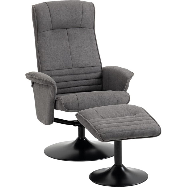 Homcom Recliner Chair with Stool, Rotating TV Chair with Reclining Function, TV Chair up to 150 kg Load Capacity for Living Room, Bedroom, Velvet, Dark Grey