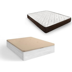 Hogar24 Es Dream Flex 15 Folding Box Spring Bed with Memory Foam Mattress Arctic Colour 90 x 190 cm