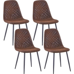 Jymtom Dining Room Chairs, Living Room Chair with Backrest, Scandinavian Vintage Artificial Faux Suede with Steel Legs in Black (4, Brown)