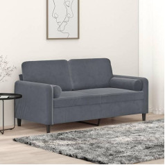 Ciadaz 3200882 2-Seater Sofa with Decorative Cushions, Dark Grey, 140 cm, Velvet, Lounge Sofa, Sofas & Couches, Relax Sofa, Couch for Living Room, Couch with Sleep Function