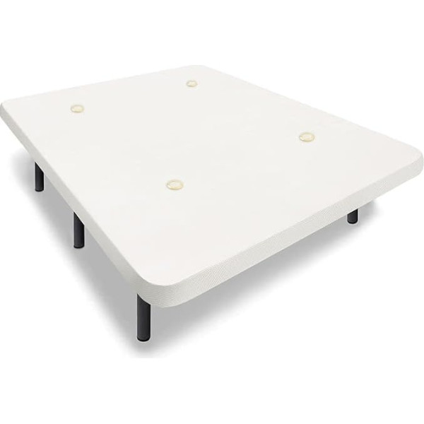 ‎Hogar24 Es HOGAR24 ES - Padded Underlay 135 x 190 cm, Air Fresh 3D Fabric, White, with Multi-Hole Plate + 6 Metal Feet, Height 32 cm