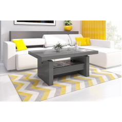 HU Aversa H-111 Designer Coffee Table High Gloss Drawer Height-Adjustable Extendable Grey / Anthracite