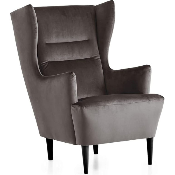 Traumnacht Lukas Wing Chair, Comfortable and Modern Recliner Chair, Upholstered Chair for Living Room and Dining Room, Produced According to German Quality Standard, Brown (Velvet)
