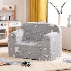 Yotating Kids Sofa Toddler Chair, Chirldren Couch with Side Pockets with Removable and Washable Cover Carrying Handle Toddler Armrest Chair Kids Read Sofa for Girl or Boy