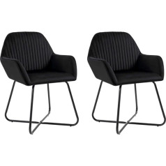 Vidaxl Dining Room Chairs with Armrests Set of 2 Dining Chairs Kitchen Chair Steel Legs Chair Upholstered Chair Dining Room Kitchen Modern Black Velvet