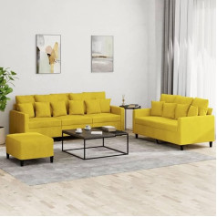 Klyeon 3-TLG. Sofagarnitur mit Kissen Gelb Samt,Gemütliche SamtCouchgarnitur mit Fußhocker perfekt für Wohnzimmer und Entspannung Wohnzimmer, Sofas