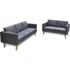 Zeyuan Sofa Set 2-Seater and 3-Seater, Couch for Living Room, for Flats, Couch with, Lounge Sofa, Sofas & Couches, Relax Sofa, Fabric Dark Grey