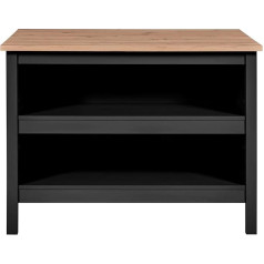 Inter Link - Kitchen Island - Centre Island - Worktop - Kitchen Cabinet with Shelves - Melamine Coated - Length 124 cm - Height 82 cm - Depth 75 cm - Helina Black / Artisan