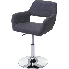 Mendler HWC-A50 III Dining Room Chair Kitchen Chair Retro 50s Fabric / Textile Dark Grey Chrome Base