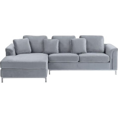 Beliani Elegant Corner Sofa Right Side Velvet Fabric Grey Oslo